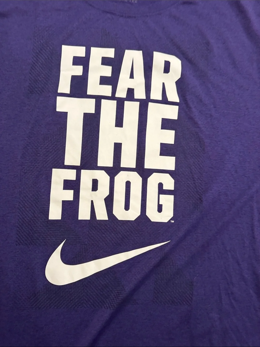 Nike Purple Dri-FIT Tee with White 'Fear The Frog' Graphic TCU xxl